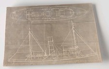 Foto d'epoca blueprint nave marittima | Piano nave da pesca ingegneria nautica