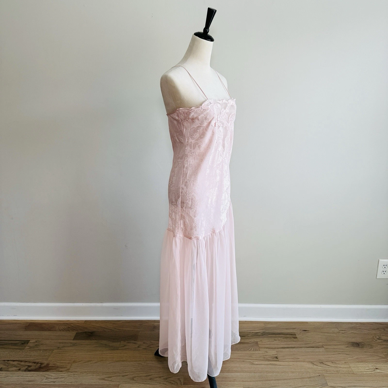 UNDERCOVER Abito slip Victoria’s Secret etichetta oro pizzo trasparente maxi lingerie Y2K Fairycore M