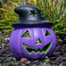 Jack-O-Lantern Witch Hat Luminary Purple Seasonal Trends Lawn Decor
