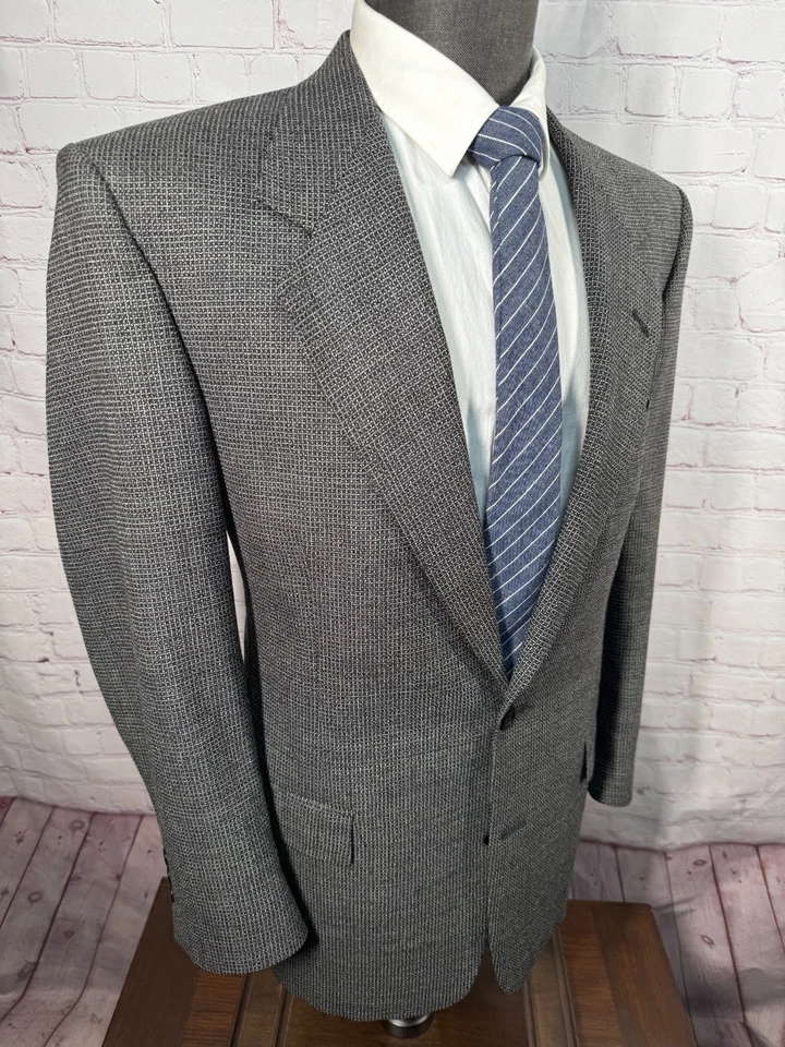PIERRE CARDIN Mens Gray Wool Classic Fit 2-Button Sport Coat Blazer Jacket 38S - Image 3 of 4