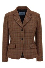 PRADA Brown Prince Of Wales Wool Blazer New & Authentic