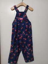 Vintage OSHKOSH 4T Floral All Over Print B'Gosh Corduroy Vestbak Overalls USA