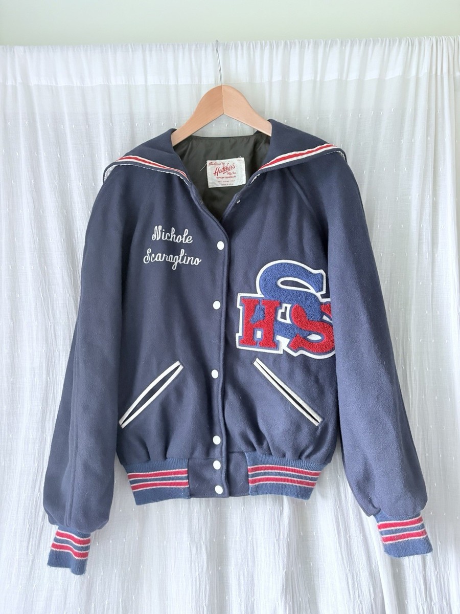 Vintage 90s Varsity Jacket Navy Red Wool 