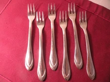 Set Of 6 Cambridge Stainless CBS15 Cocktail Forks Pointed Tip MCM 6"