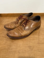 Johnston & Murphy Mens 10.5 Conrad Cap Toe Oxford Italian Calfskin Leather WORN