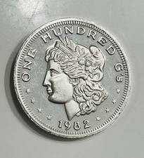 1982 Crabtree Mint 100 Gram .999 Silver Round One Hundred G's Paradise CA Rare