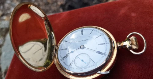 Antique Aurora 18S Hunter Case 15 J Pocket Watch Runs - Predecessor was Hamilton