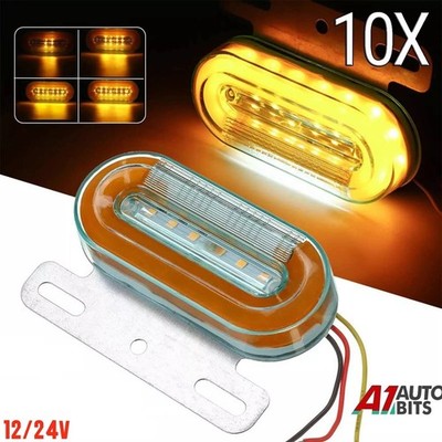 10 Orange Amber Side LED Marker Lights Oval 12V 24V Neon Dynamic Truck Lorry