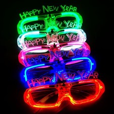 5X LED Light Up Glowing Flashing Eyeglasses Happy New Year Party Decor Xmas giT7