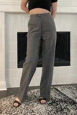 Classiques Entier 10 Wool Blend Straight Gray Pants Womens Cuffed High Waist