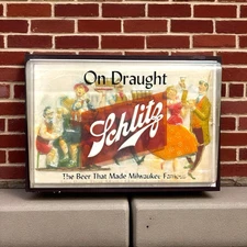 Vintage 1957 SCHLITZ “On Draught” 3D Beer That Made Milwaukee Famous Bar Sign