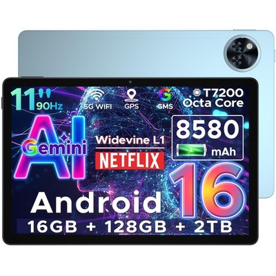 DOOGEE U11 Android 16 Tablet, 11'' 16GB+128GB, 8580mAh, Gemini AI, 2TB Expand