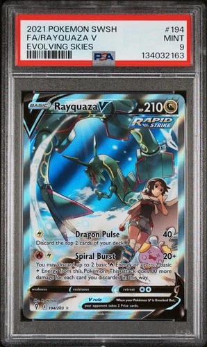 2021 Pokemon Evolving Skies  Rayquaza V  Alt Art 194 PSA 9 Mint