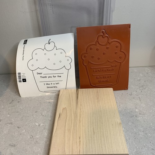 Stampin Up On Simple Birthday Thanks Background Stamp "Retired" Cupcake, Cherry - Picture 2 of 7