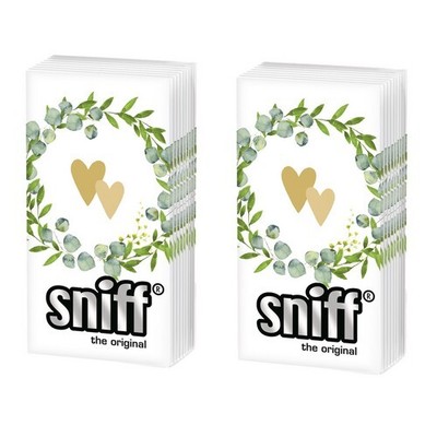 2x 10 Taschentücher Two Hearts Goldene Herzen im Kranz Eukalyptus Edel Hochzeit