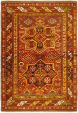 5x7' Orange Red Russian Kazak Rug #PIX-14292