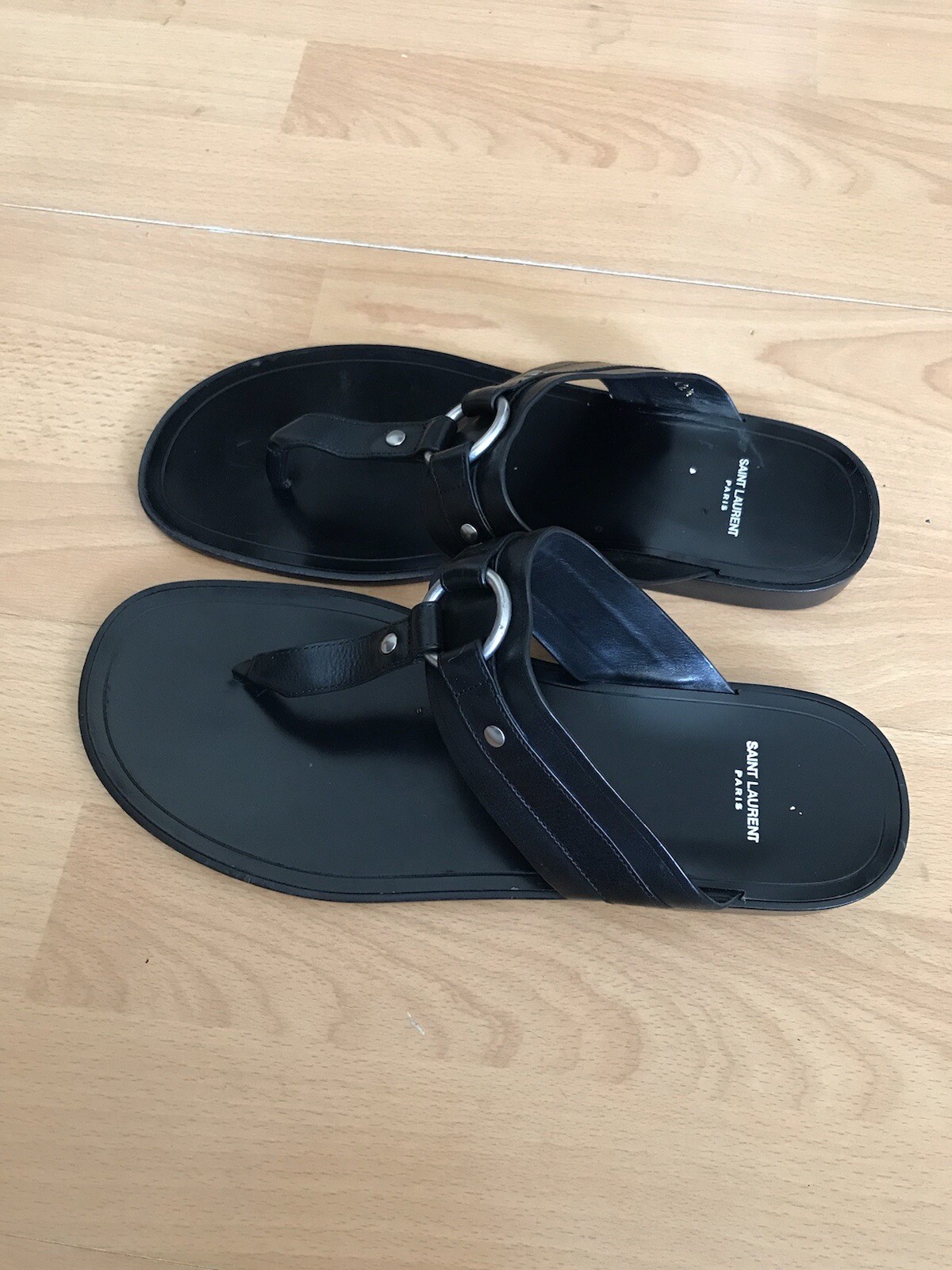 Saint Laurent Paris sandali uomo scarpe pelle nera uk 8 5