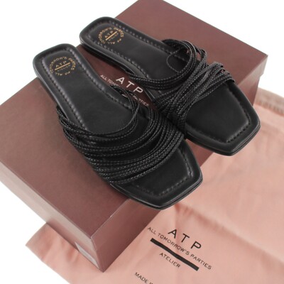 ATP All Tomorrow's Parties NWB Slides Size 37 7 US Solid Black Carapelle