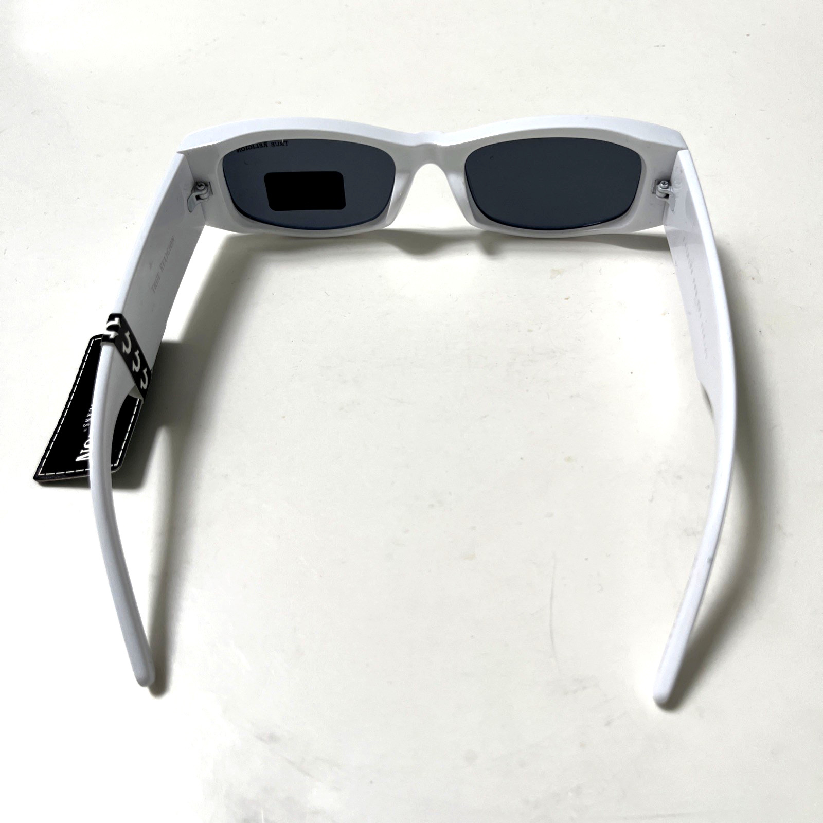 New Original TRUE RELIGION Sunglasses Slim Rectangle Wide Leg Logo White Acetate image 3