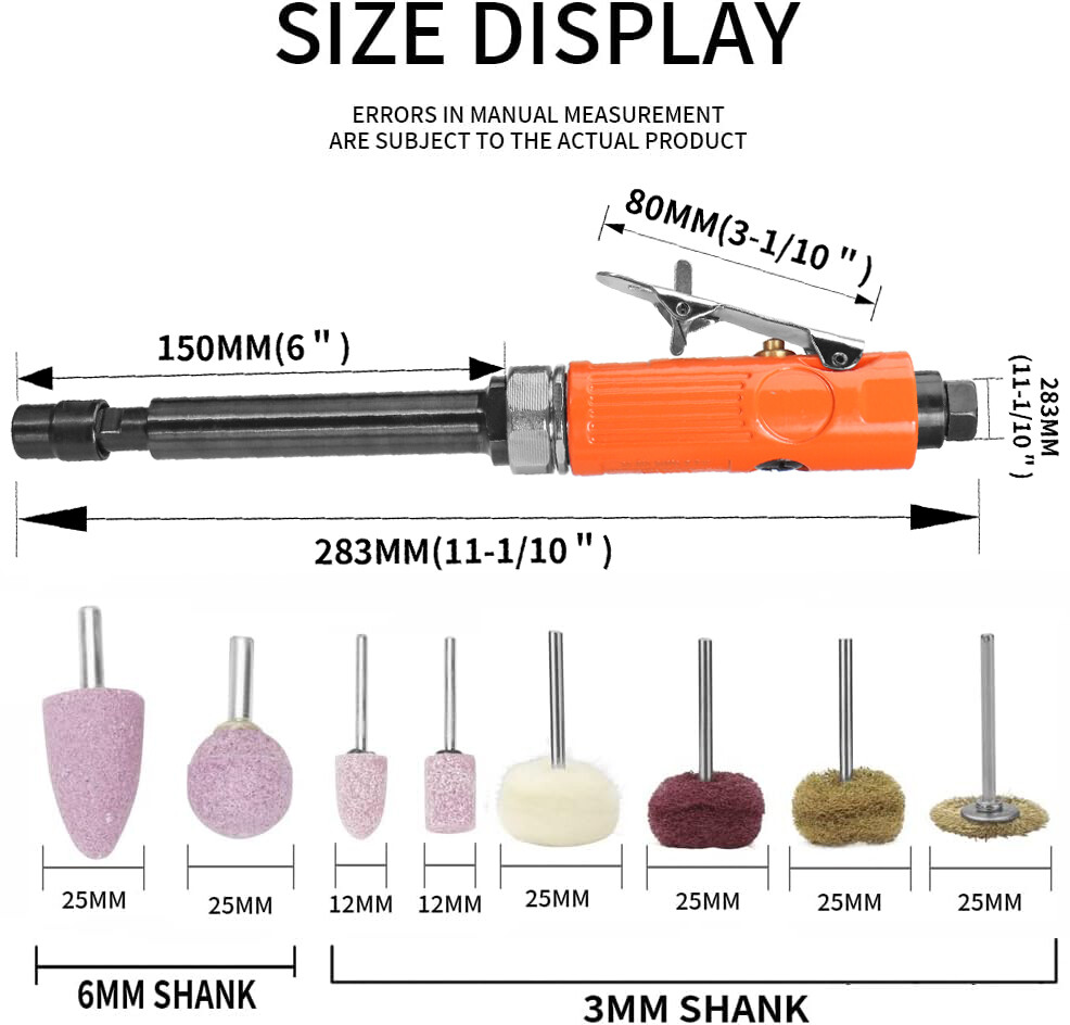 Die Grinder 1/4" STRAIGHT EXTENDED LONG REACH AIR DIE ANGLE GRINDER CUT-OFF TOOL