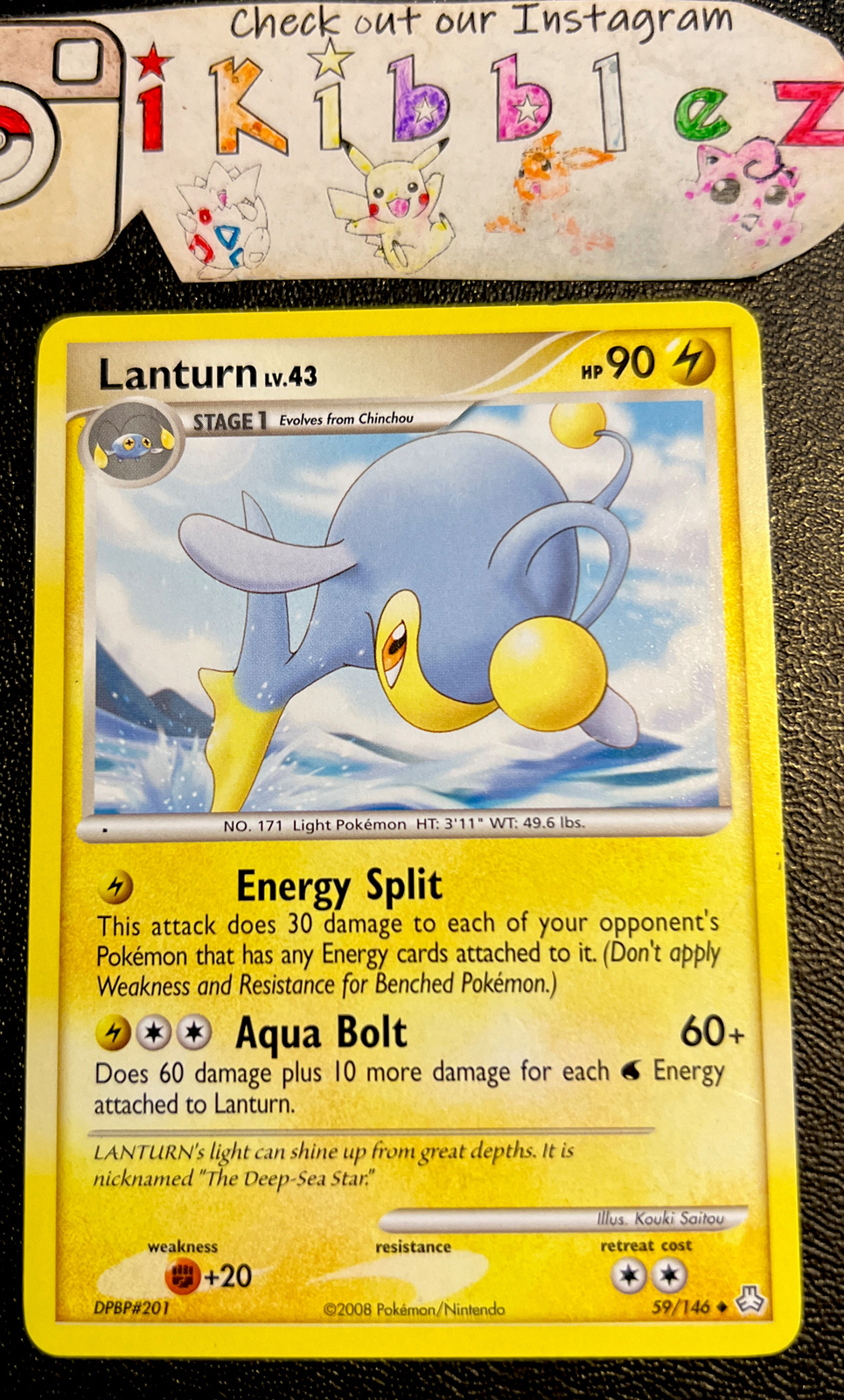 Lanturn 59/146 NM Non Holo Legends Awakened Pokemon Card!