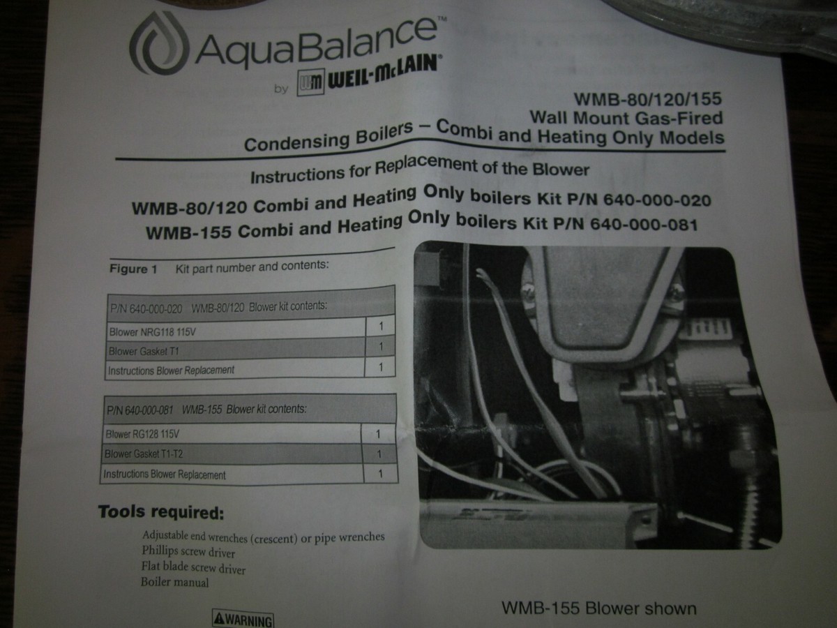 Weil McLain AquaBalance Fan RG128 Wall-Mount Boiler 155KBTU Part #  640-000-081 | eBay