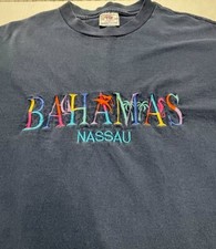 Vintage 80 s Bahamas T-Shirt Colorful Size L Single Stitch / Stitched Letters