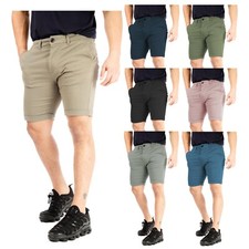 Mens Chino Shorts Roll Up Stretch Cotton Slim Fit Casual Summer Twill Size 32-42