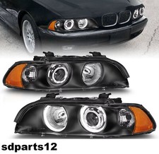 Fari Anteriori Led Angel Eyes Nero Per Bmw E39 97-00 Serie 5 New