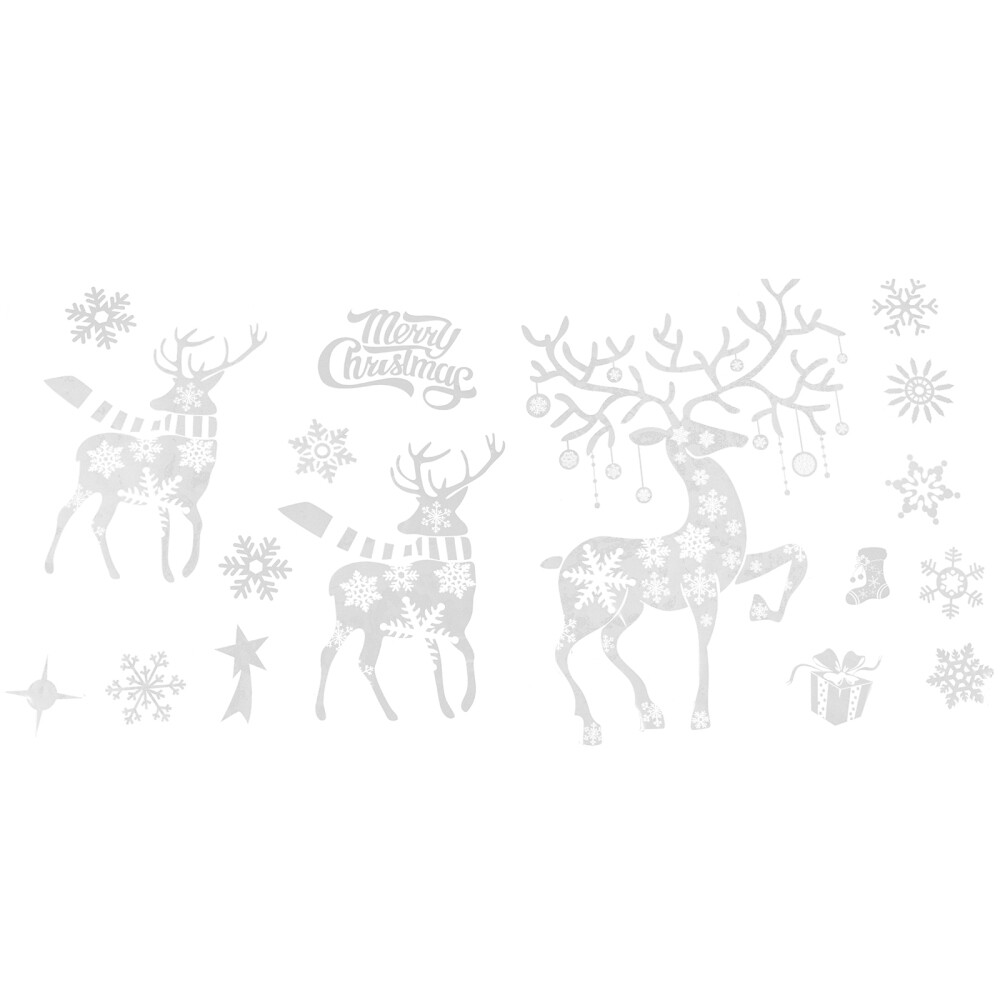 3 Pcs Christmas Window Stickers Decor Snowflake Clings Deer Wall Art eBay