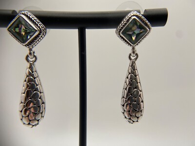 Sarda, Bali Handcrafted, Sterling & Topaz Earrings, Compliment Green Eyes!
