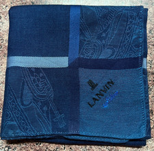 MEN HANDKERCHIEF COTTON VINTAGE POCKET SQUARE 18" CLASSIC BLUE PLAIN PAISLEY ART