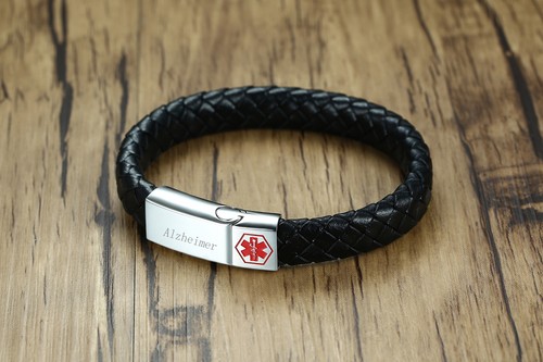 Free Engraving Men Women Medical Alert ID Braided Bracelet Magnetic Clasp Bangle - Picture 24 of 27