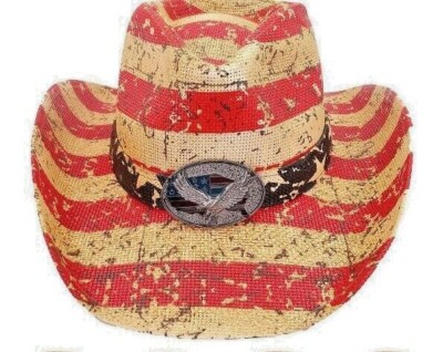 Hard Shell USA American FLAG COWBOY HAT Distressed