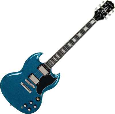 Epiphone SG Custom Brunswick Blue Sparkle Mahagoni Ebenholz Alnico Pro Gigbag
