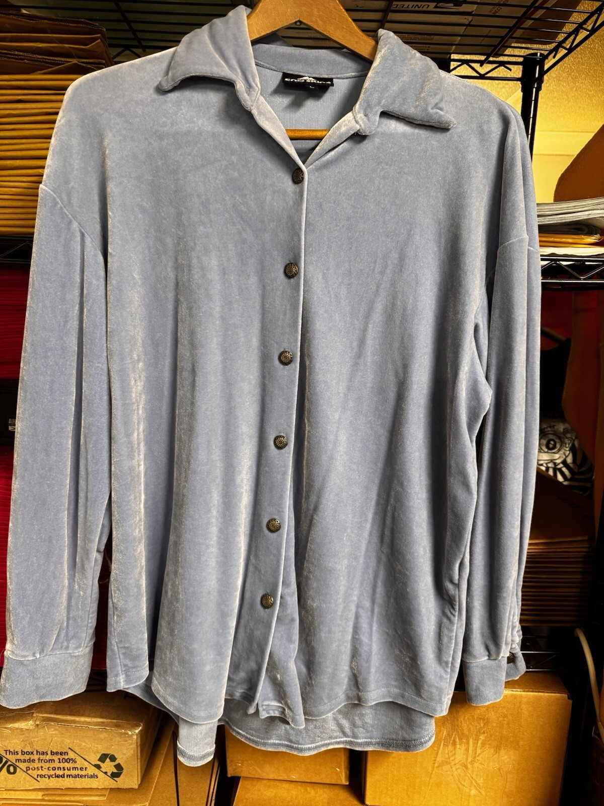 Sno Skins Velvet Burnout Top Light Blue Size L