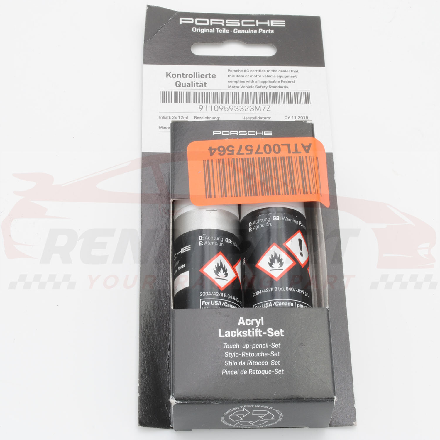 New Genuine Porsche Wheel Touch Up Paint GT Silver Metallic Paint Code ...