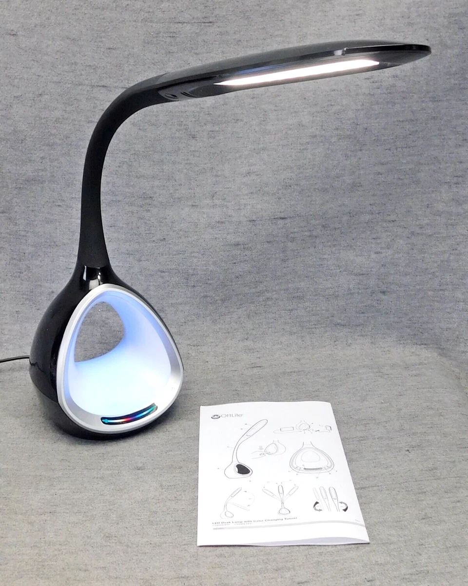 Ottlite T5U LED 16 Desk Lamp Black Color Changing Base USB Port Works Used