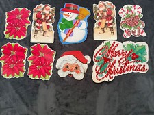 9 Vintage Christmas Cardboard Cutouts Double Sided