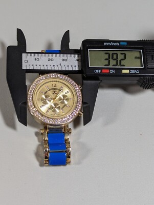 Vintage charming Charlie blue dial multi color crystals ring watch NEW BATTERY Charming Charlie Womens Blue Silver Tone Bracelet Watch 7  main image 4