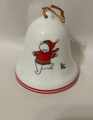 P.A. Bergner & Co. Porcelain Jingle Bear Christmas Bell Ornament 1986