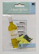 RARE Jolee's White Wine Bottle & Grapes Scrapbooking Embellishments
