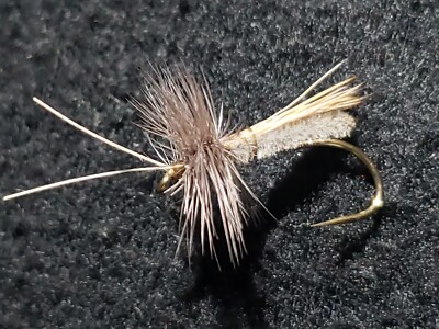 ELK HAIR CADDIS SLICK WATER SIZE 14 CUSTOM TIED DRY FLY GRAY 