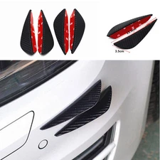 4 Pcs Rubber Carbon Fiber Car Auto Front Bumper Fins Lip Canards Splitter Trim