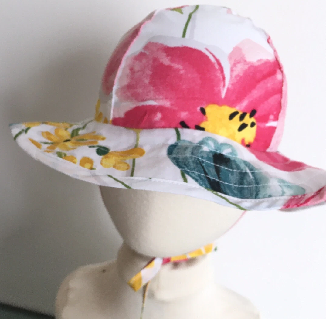 CATIMINI SUN HAT BABY INFANT GIRL COLORFUL FLORAL PRINT NWT