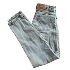 Vintage 1996 Levis 550 Jeans 90s Mens 29x32 Beige Relaxed Tapered Orange Tab USA