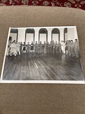 Vintage 1940 s WWII Army Black White Photo Soldiers Learning To Dance JL