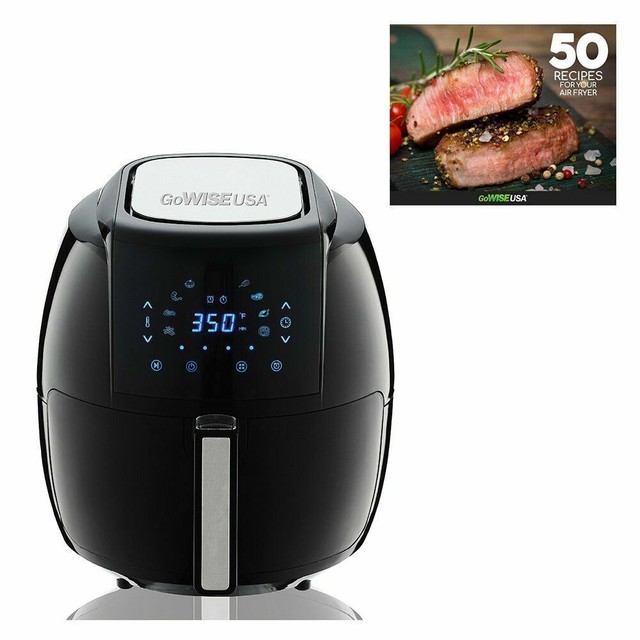 GoWISE USA GW22731 5.8 Quart Air Fryer with Recipe Book Black for