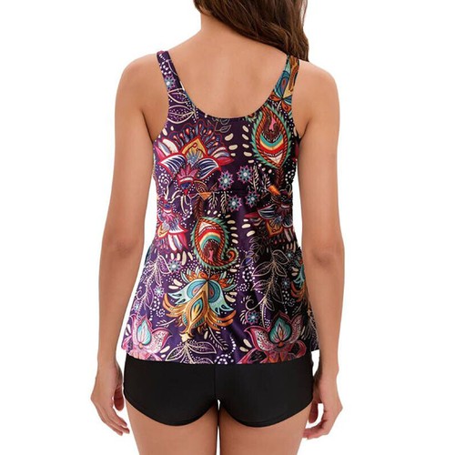 Plus Size Womens Tankini Shorts Set Swimming Costume Ladies Swimwear Swimsuit - Picture 50 of 76