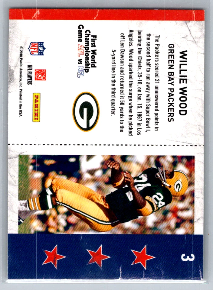 2010 Playoff Contenders 3 Willie Wood Green Bay Packers Super Bowl Ticket - Image 2 of 2